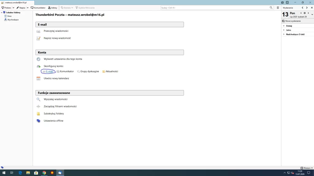 thunderbird nowe konto