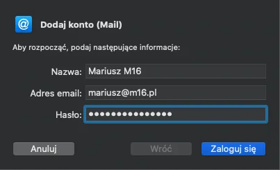 konfiguracja poczty mac